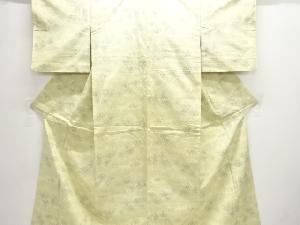 アンティーク　草葉模様織り出し十日町紬着物